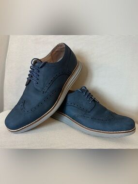 Cole Haan Men's Shortwing Wingtip Oxford Shoes Blazer Blue Leather size 9.5